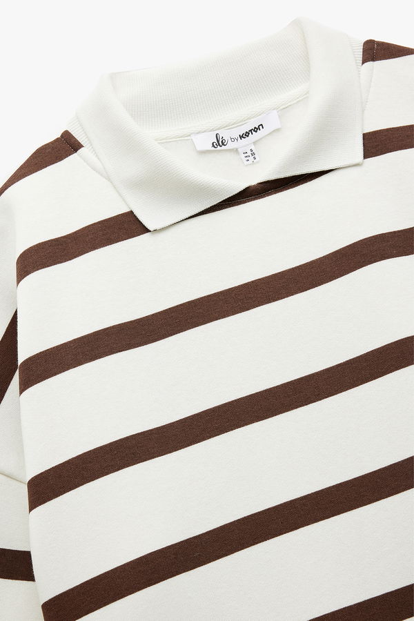 Koton Şardonlu Kadın Oversize Sweatshirt EKRU Koton Şardonlu Kadın Oversize Sweatshirt EKRU