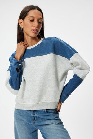 Koton Şardonlu Oversize Sweat GRİ Koton Şardonlu Oversize Sweat GRİ