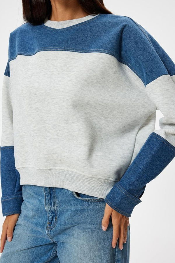 Koton Şardonlu Oversize Sweat GRİ