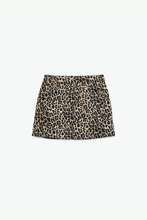 Koton Taş Detaylı Leopar Desenli Yüksek Bel Mini Şort LEOPAR