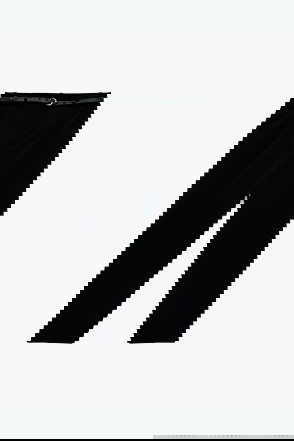 Koton Yüksek Bel Rahat Kalıp Cepli Kemer Detaylı Cigarette Pantolon SİYAH