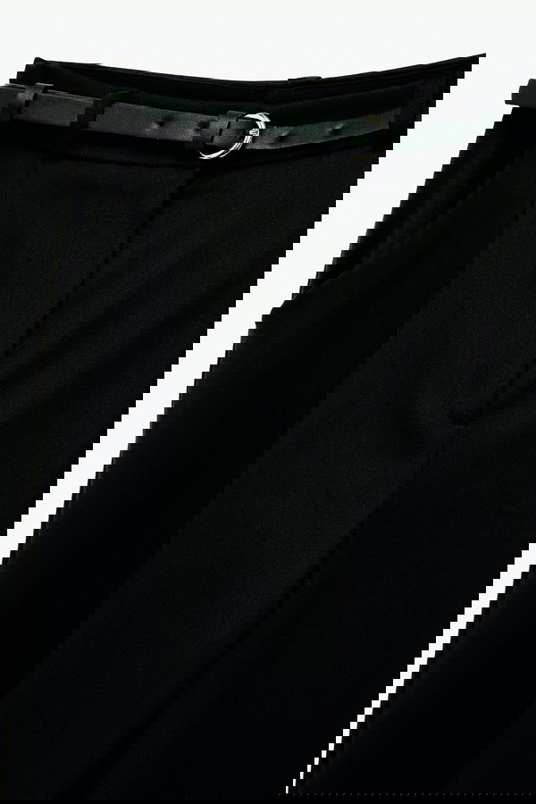 Koton Yüksek Bel Rahat Kalıp Cepli Kemer Detaylı Cigarette Pantolon SİYAH