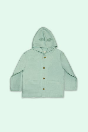 Kulaklı Organik Pamuk Müslin Hırka MINT