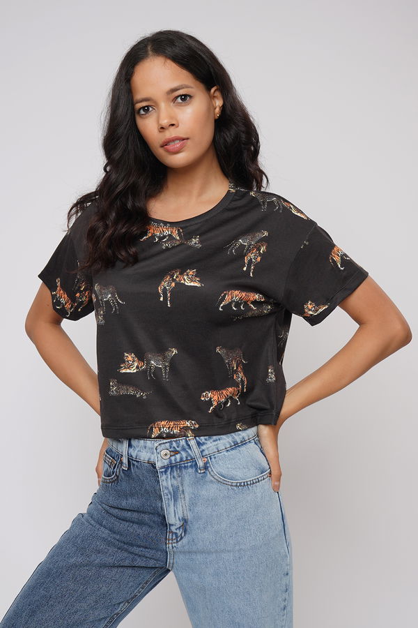 Gabria Leopar Baskılı T-shirt