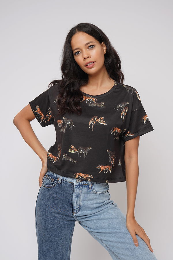 Gabria Leopar Baskılı T-shirt