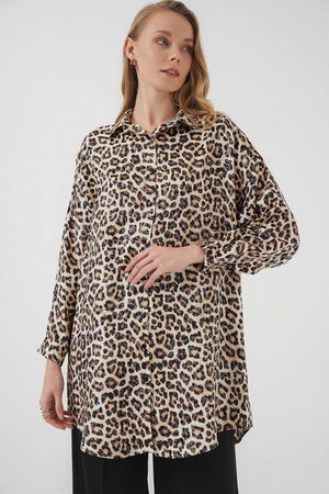 Gabria Leopar Desenli Simli Tunik CAMEL Gabria Leopar Desenli Simli Tunik CAMEL