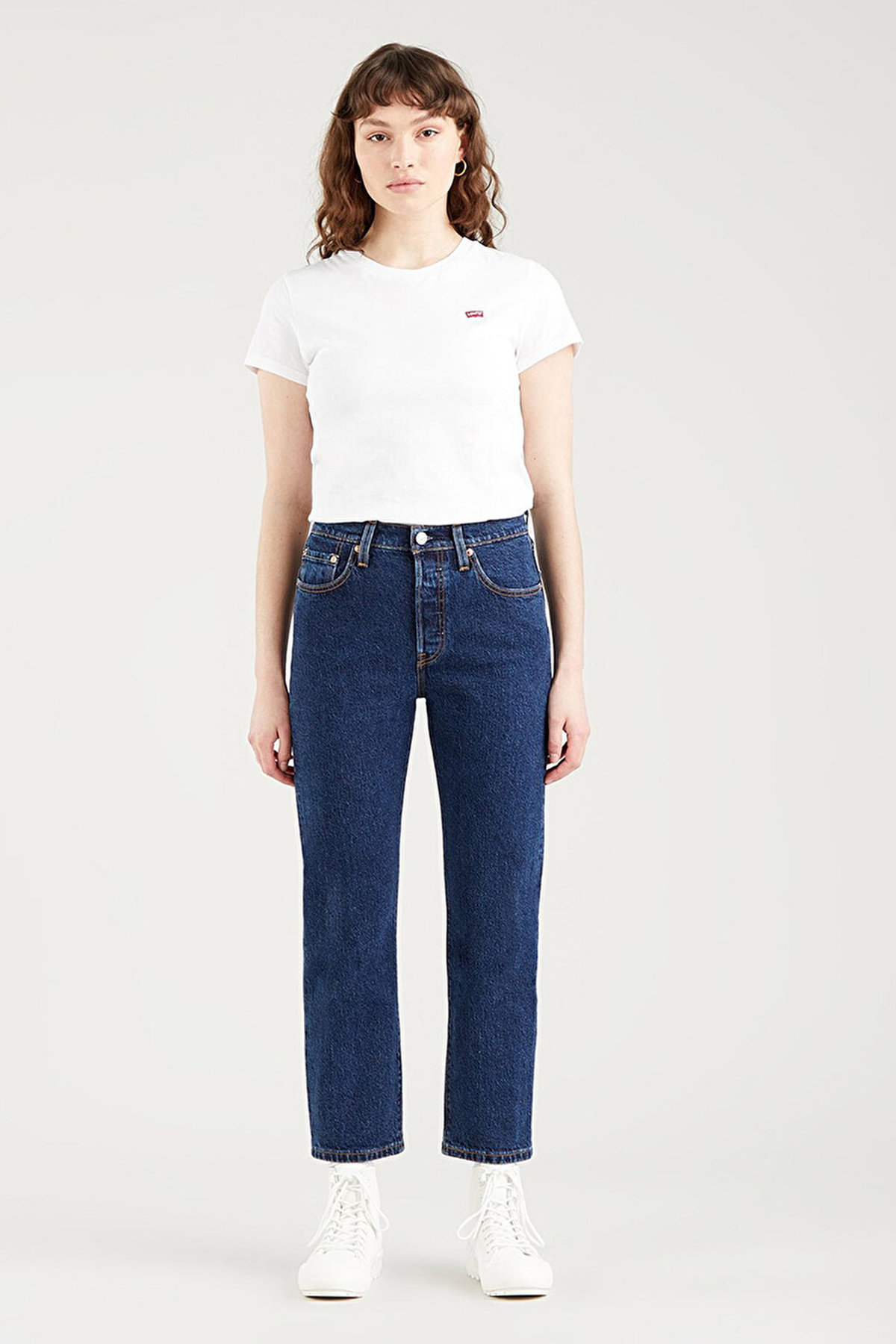 Levis 501 Kadıın Cropped Jeans Pantolon LACIVERT