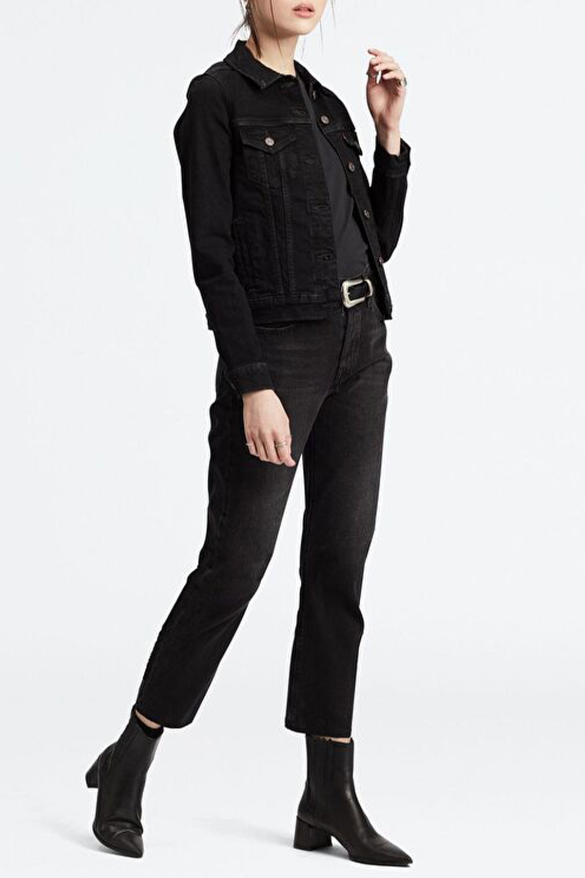 Levis 501 Kadın Crop Kot Pantolon SIYAH