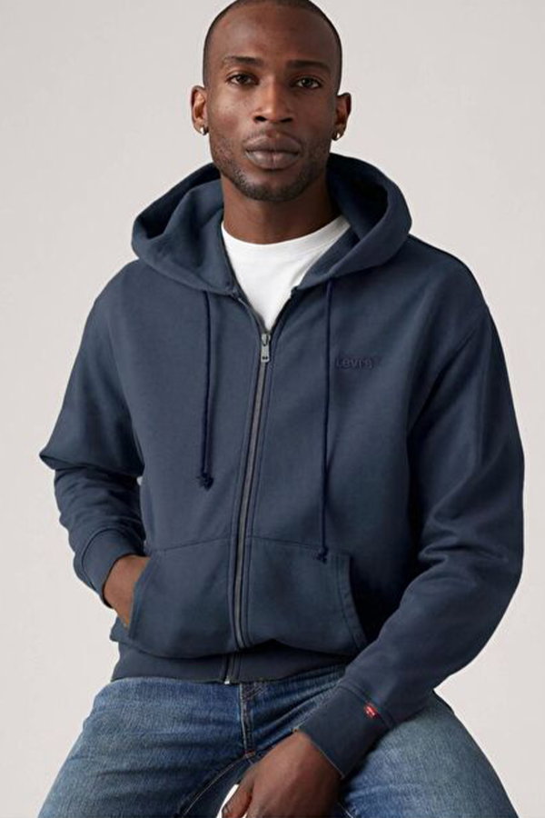 Levis Erkek Kapüşonlu Fermuarlı Sweatshirt LACIVERT