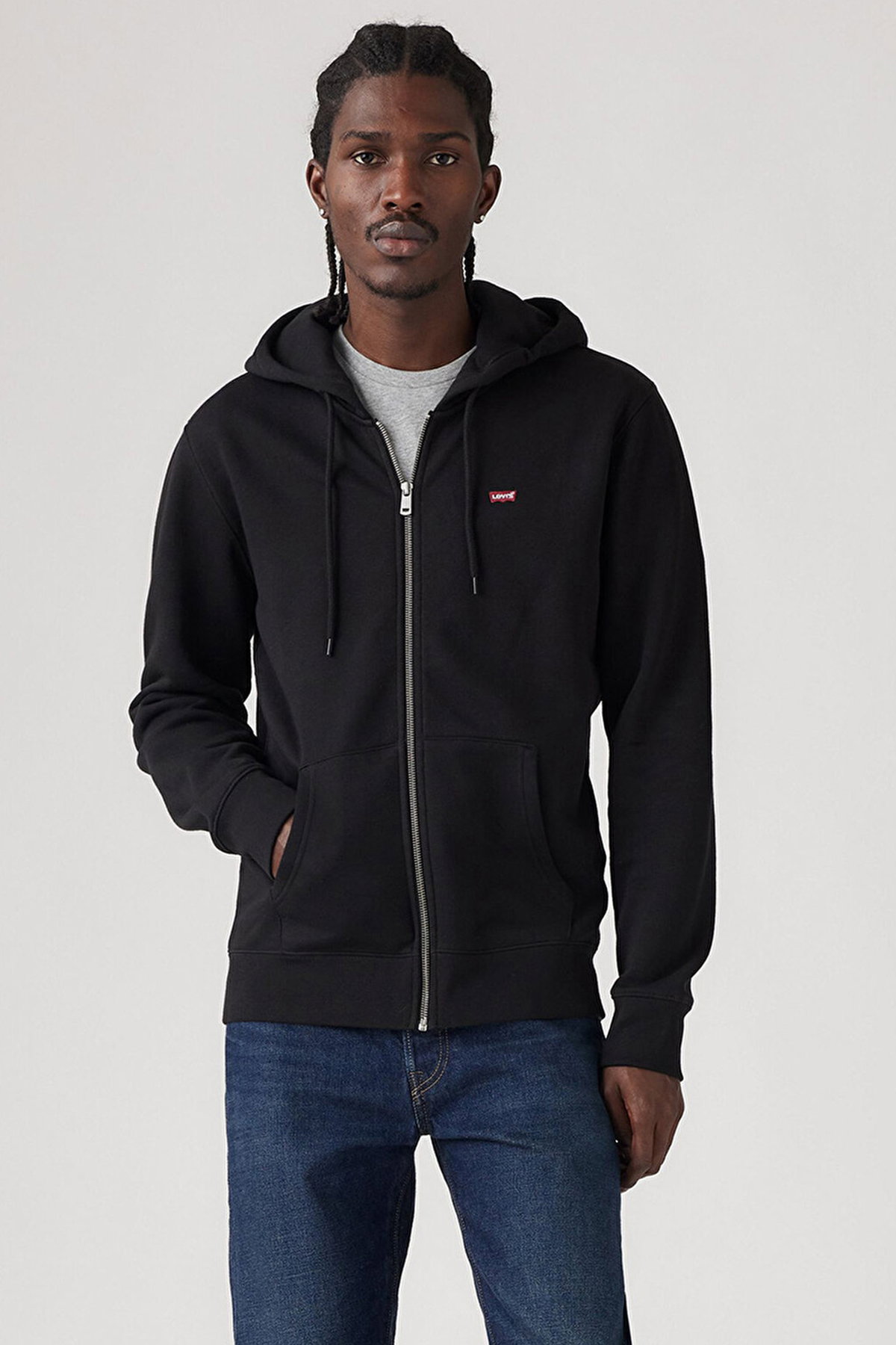 Levis Erkek Kapüşonlu Fermuarlı Sweatshirt SIYAH