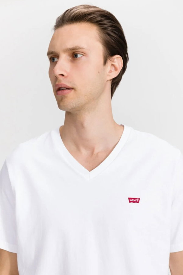 Levis Erkek V Yaka T-shirt BEYAZ