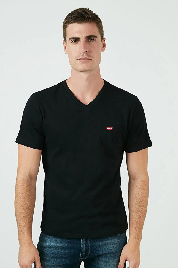 Levis Erkek V Yaka T-shirt SIYAH