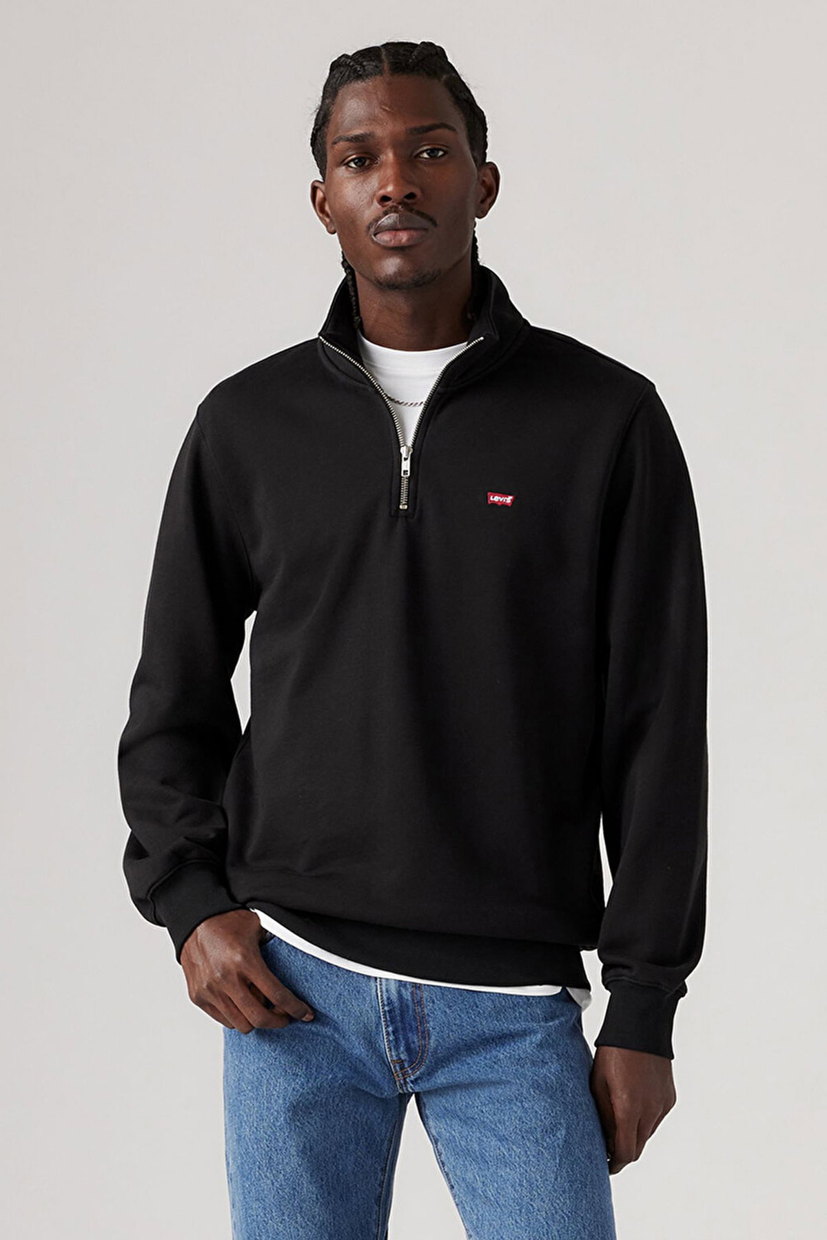 Levis Erkek Yarım Fermuarlı Sweatshirt SIYAH