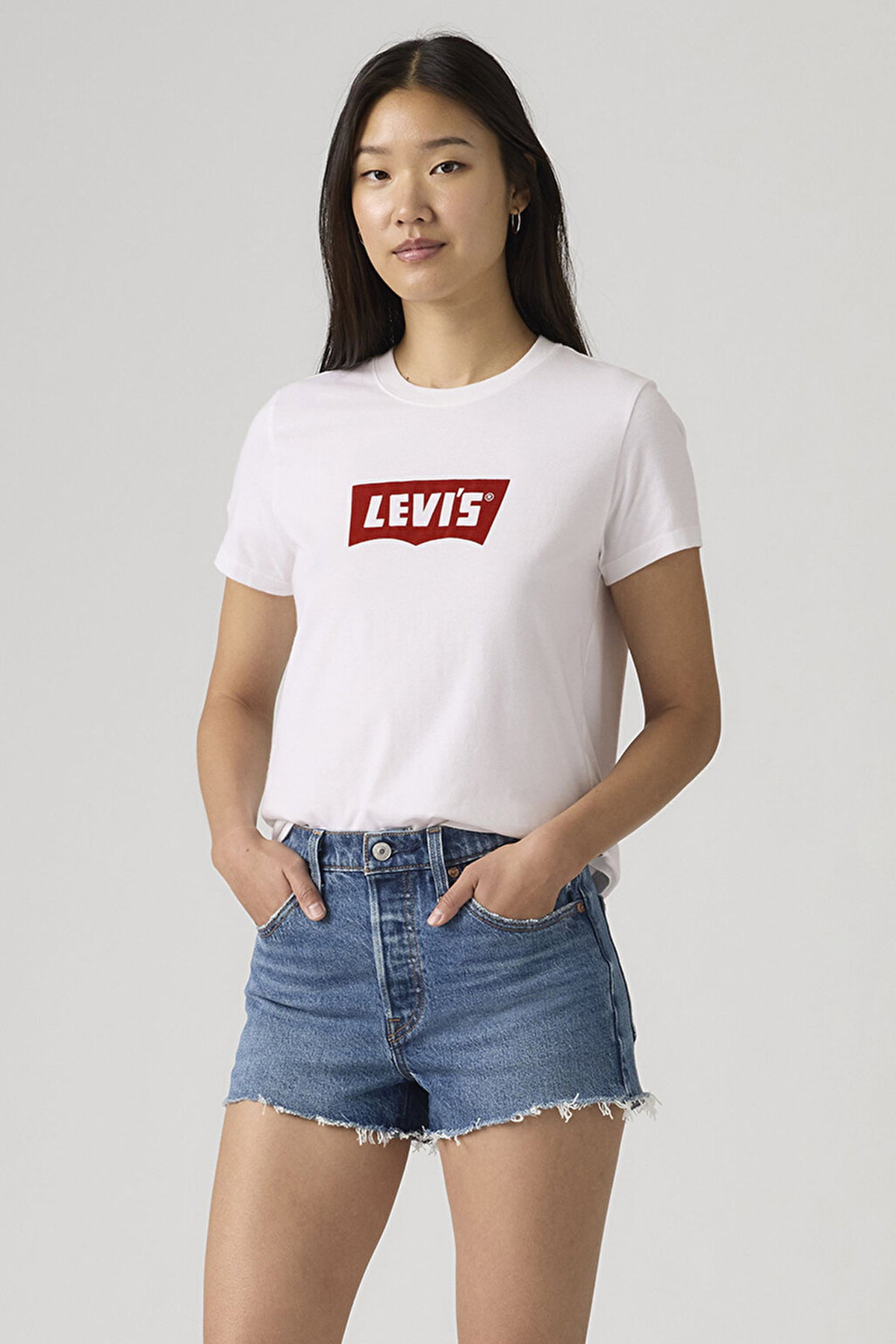 Levis Kadın Bisiklet Yaka T-shirt BEYAZ