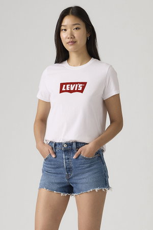 Levis Kadın Bisiklet Yaka T-shirt BEYAZ