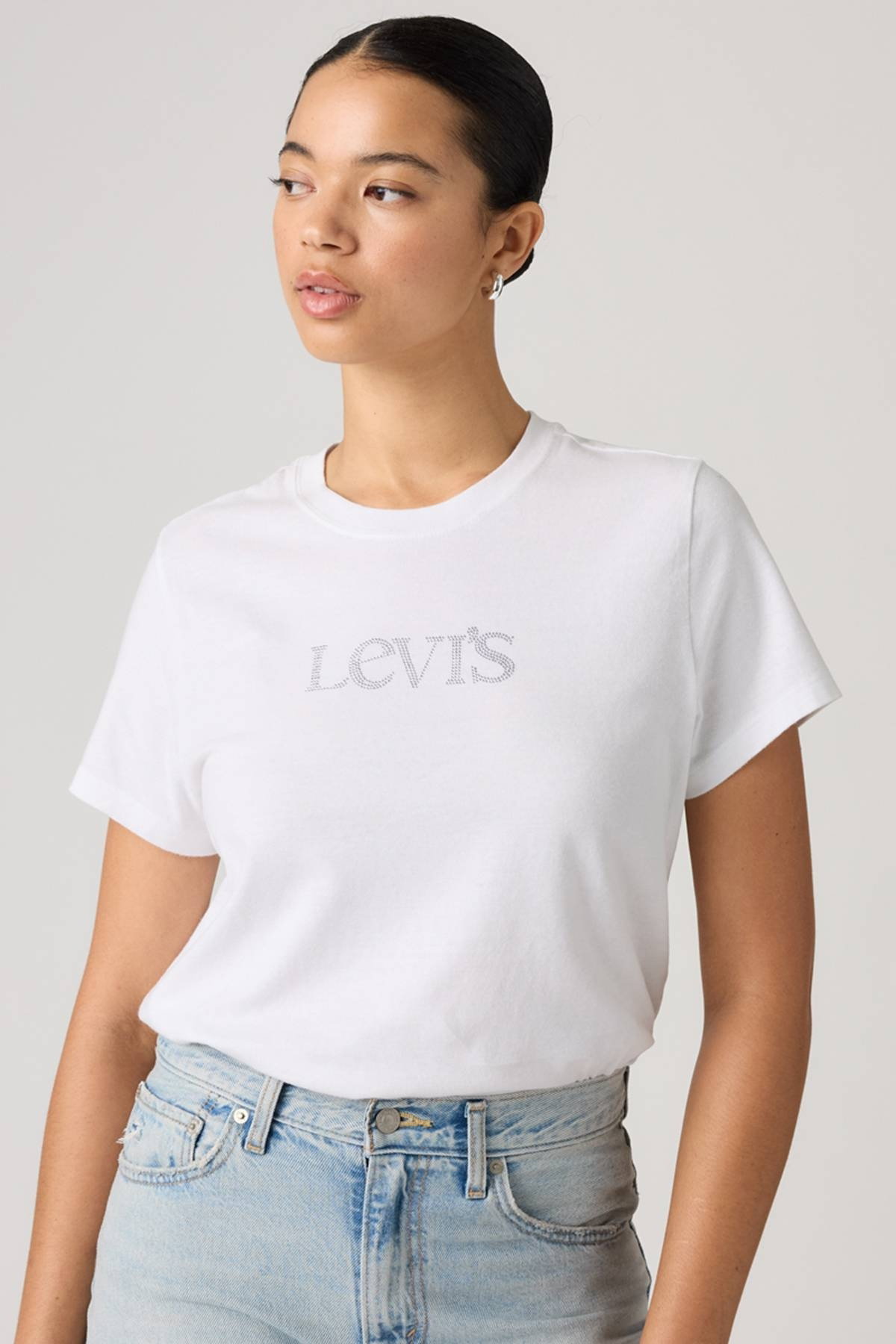 Levis Kadın Bisiklet Yaka T-shirt BEYAZ