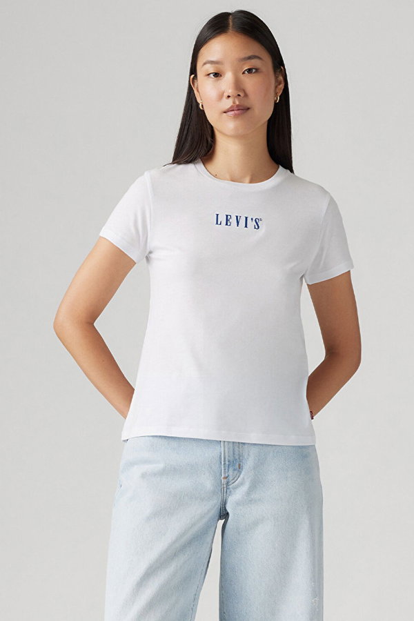 Levis Kadın Bisiklet Yaka T-shirt BEYAZ
