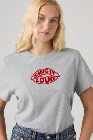 Levis Kadın Bisiklet Yaka T-shirt GRI