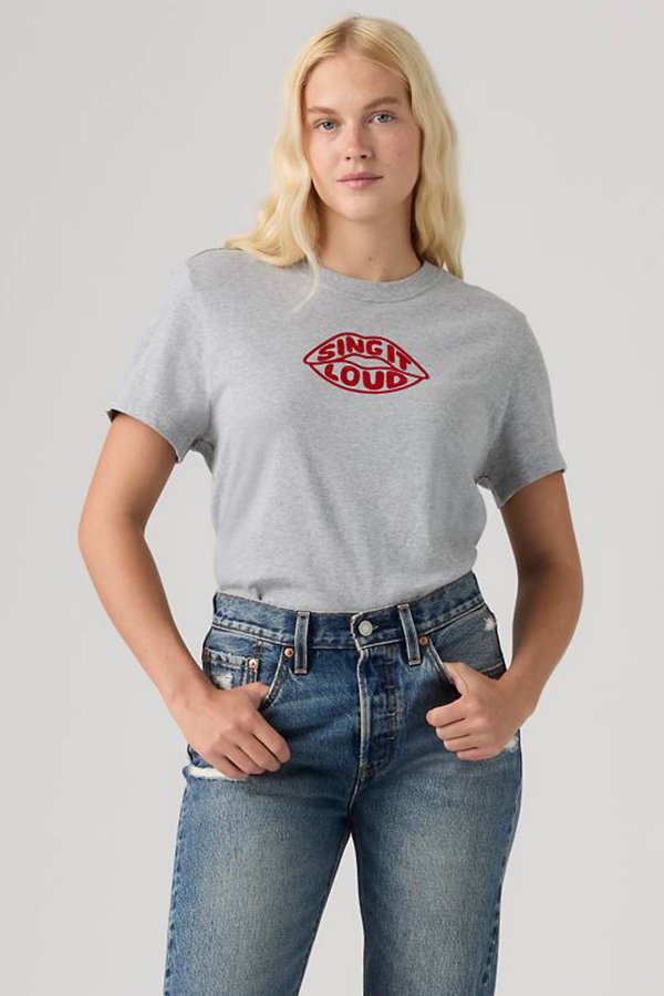 Levis Kadın Bisiklet Yaka T-shirt GRI