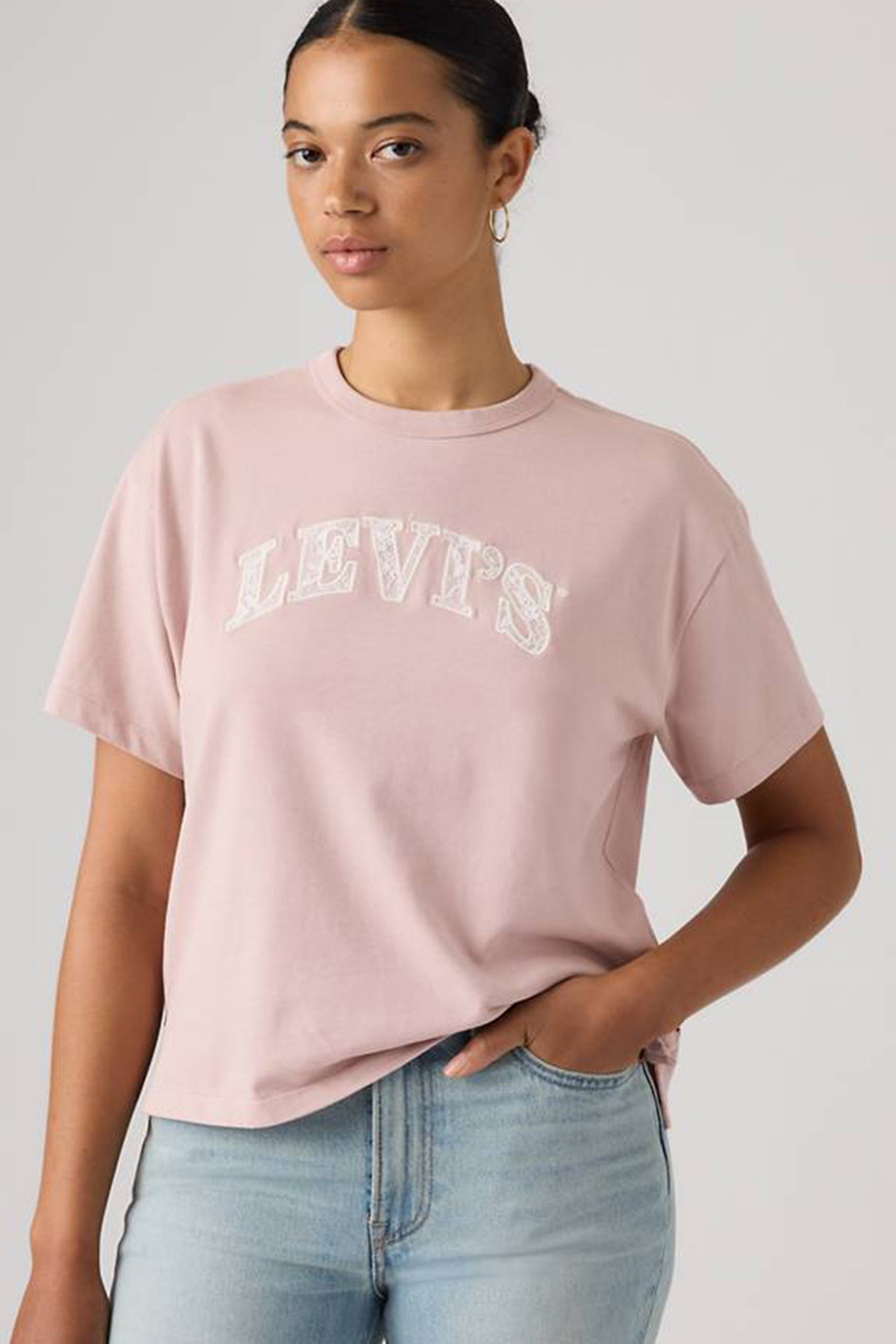 Levis Kadın Bisiklet Yaka T-shirt PEMBE