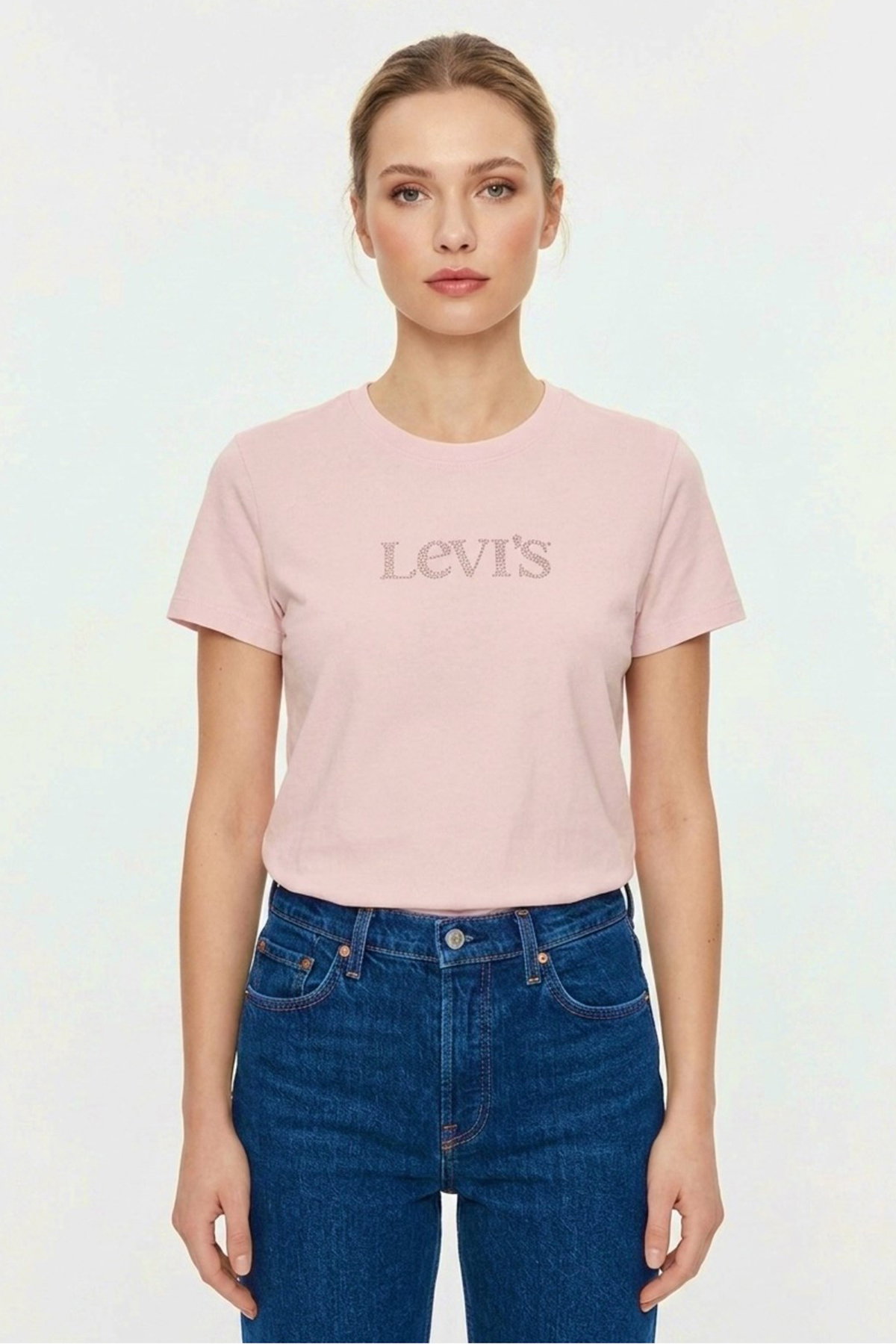Levis Kadın Bisiklet Yaka T-shirt PEMBE
