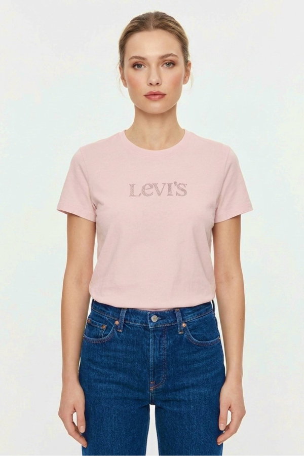 Levis Kadın Bisiklet Yaka T-shirt PEMBE