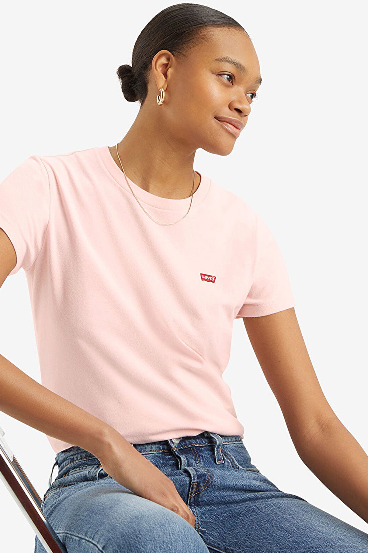 Levis Kadın Bisiklet Yaka T-shirt PEMBE