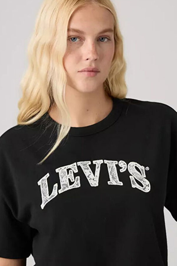 Levis Kadın Bisiklet Yaka T-shirt SIYAH