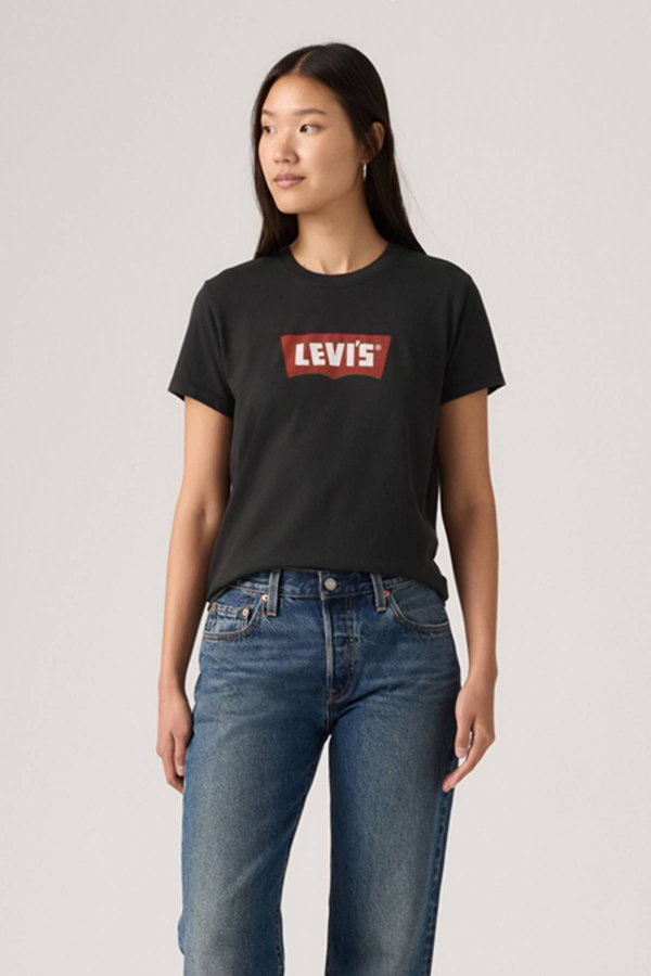 Levis Kadın Bisiklet Yaka T-shirt SIYAH