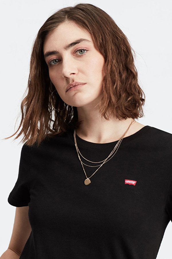Levis Kadın Bisiklet Yaka T-shirt SIYAH