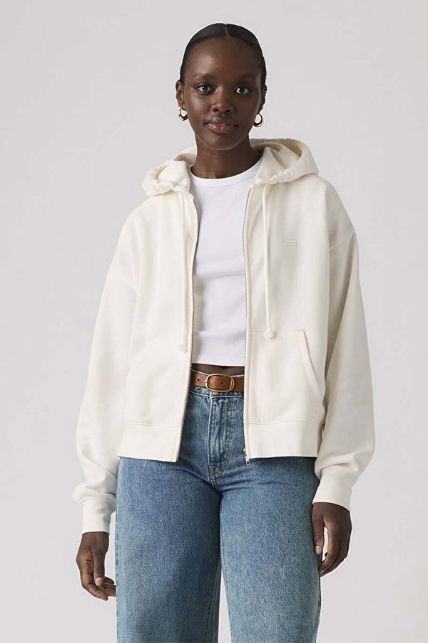 Levis Kadın Kapüşonlu Fermuarlı Sweatshirt EKRU