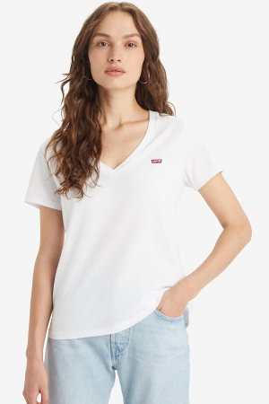 Levis Kadın V Yaka T-shirt BEYAZ