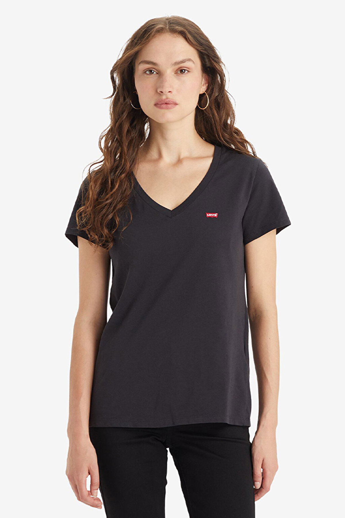 Levis Kadın V Yaka T-shirt SIYAH