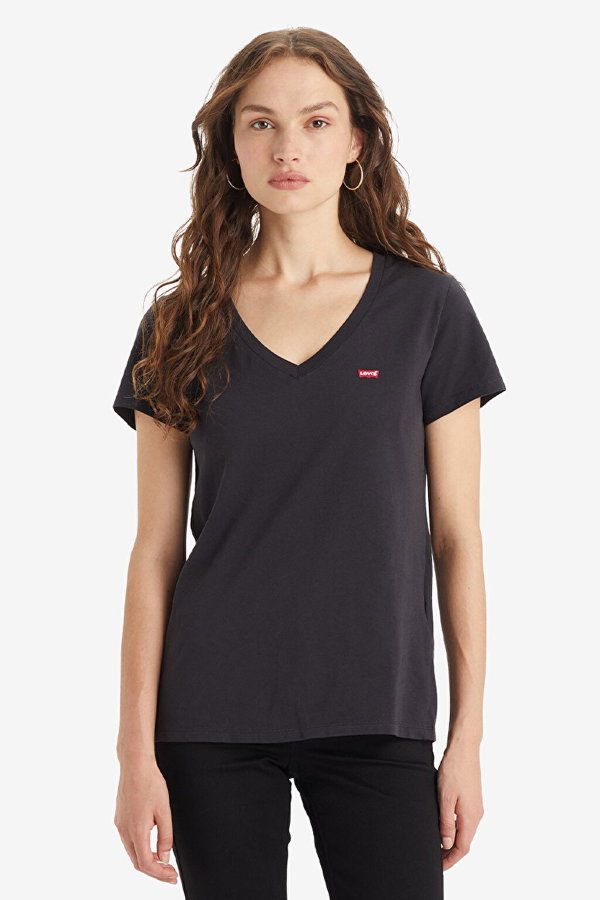 Levis Kadın V Yaka T-shirt SIYAH