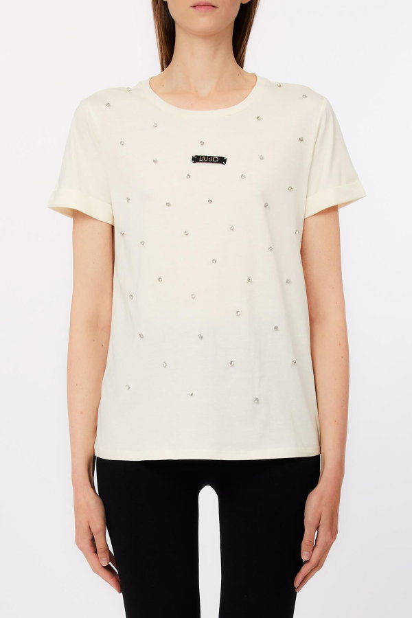 Liu Jo Kadın Bisiklet Yaka T-shirt BEYAZ