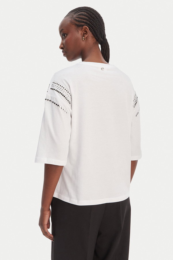 Liu Jo Kadın Bisiklet Yaka T-shirt BEYAZ