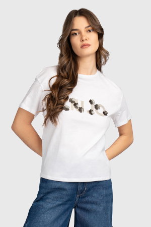 Liu Jo Kadın Bisiklet Yaka T-shirt BEYAZ