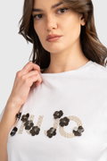 Liu Jo Kadın Bisiklet Yaka T-shirt BEYAZ