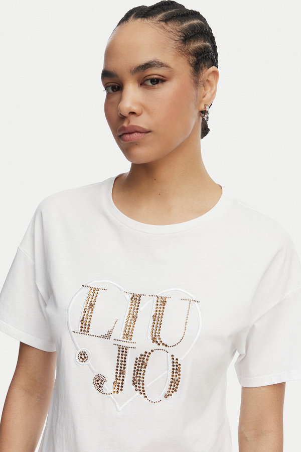 Liu Jo Kadın Bisiklet Yaka T-shirt BEYAZ