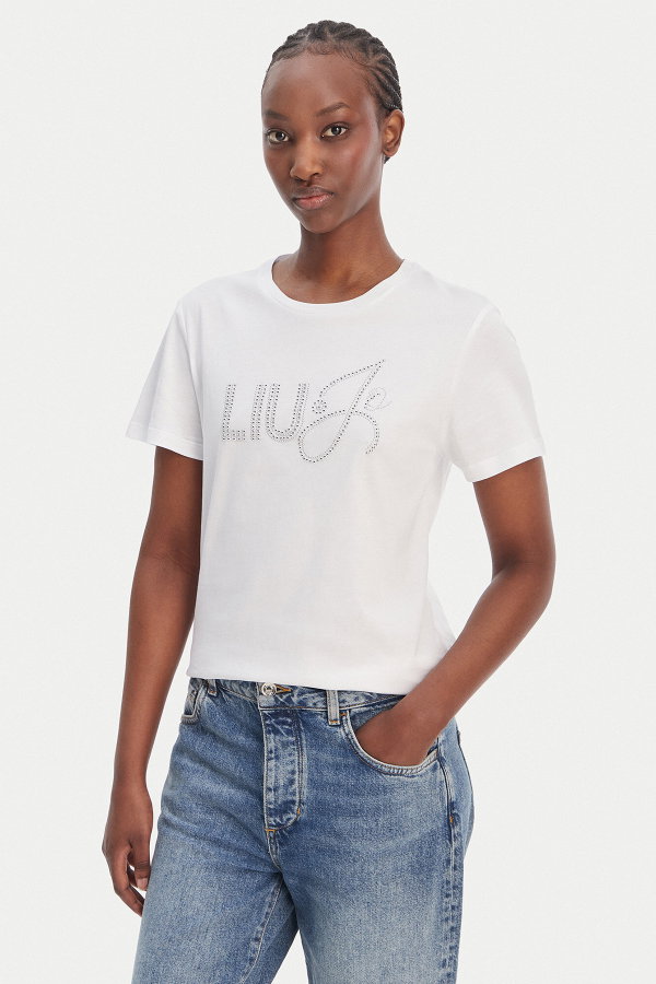 Liu Jo Kadın Bisiklet Yaka T-shirt BEYAZ
