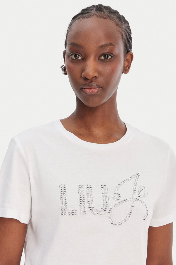 Liu Jo Kadın Bisiklet Yaka T-shirt BEYAZ