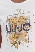 Liu Jo Kadın Bisiklet Yaka T-shirt BEYAZ-SARI