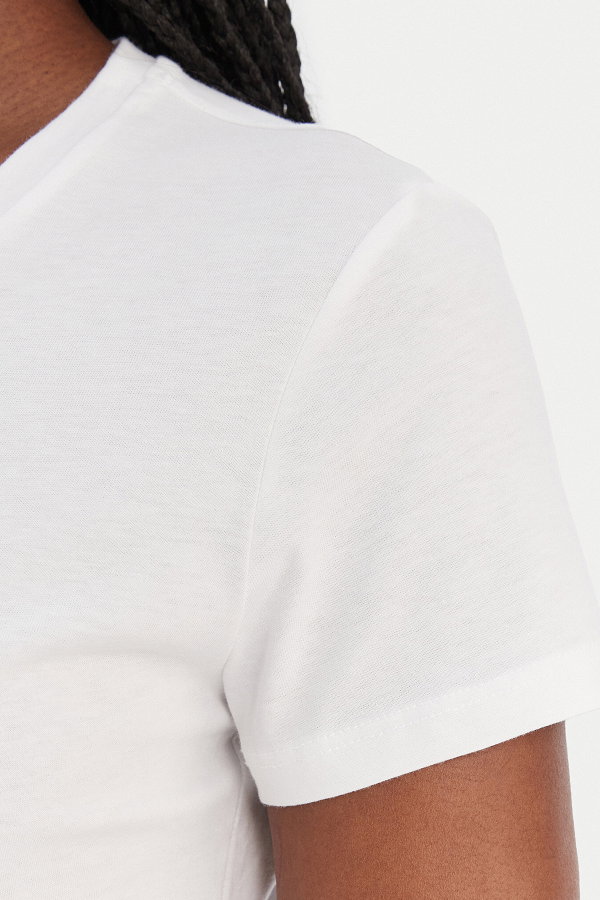 Liu Jo Kadın Bisiklet Yaka T-shirt BEYAZ-SARI
