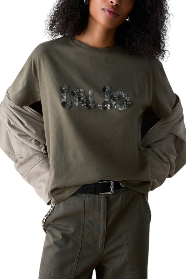 Liu Jo Kadın Bisiklet Yaka T-shirt HAKI