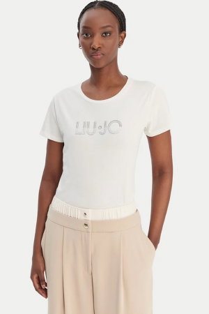 Liu Jo Kadın Bisiklet Yaka T-shirt KREM