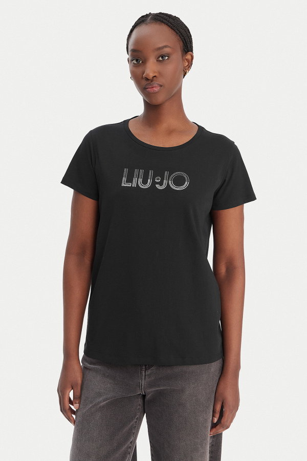Liu Jo Kadın Bisiklet Yaka T-shirt SIYAH