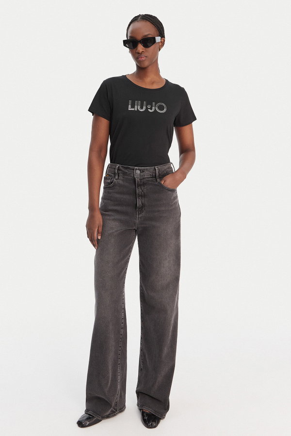 Liu Jo Kadın Bisiklet Yaka T-shirt SIYAH