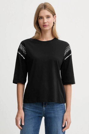 Liu Jo Kadın Bisiklet Yaka T-shirt SIYAH