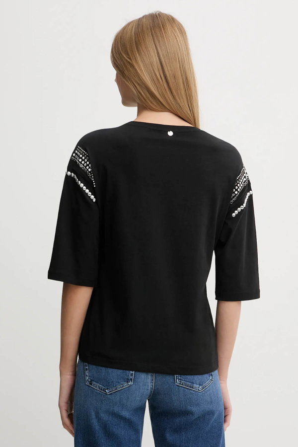 Liu Jo Kadın Bisiklet Yaka T-shirt SIYAH