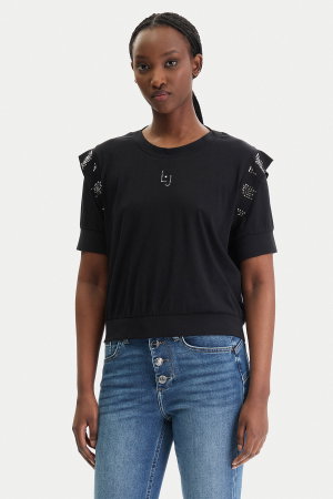 Liu Jo Kadın Bisiklet Yaka T-shirt SIYAH